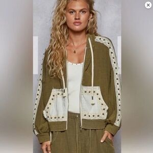 NWT POL Olive Gauze Jacket